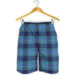 Blue And Teal Tartan Pattern Print Men's Shorts