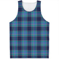Blue And Teal Tartan Pattern Print Men's Tank Top