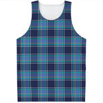 Blue And Teal Tartan Pattern Print Men's Tank Top