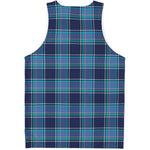 Blue And Teal Tartan Pattern Print Men's Tank Top