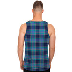 Blue And Teal Tartan Pattern Print Men's Tank Top