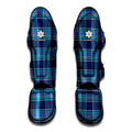 Blue And Teal Tartan Pattern Print Muay Thai Shin Guards