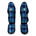 Blue And Teal Tartan Pattern Print Muay Thai Shin Guard