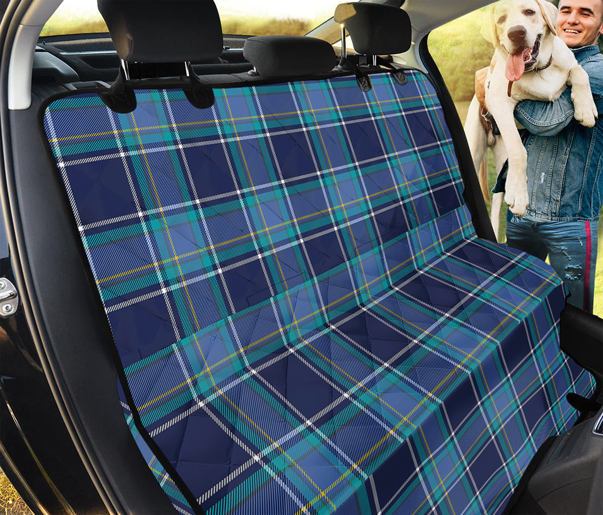Blue And Teal Tartan Pattern Print Pet Car Back Seat Cover
