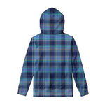 Blue And Teal Tartan Pattern Print Pullover Hoodie