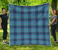 Blue And Teal Tartan Pattern Print Quilt