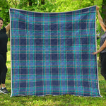 Blue And Teal Tartan Pattern Print Quilt