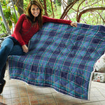 Blue And Teal Tartan Pattern Print Quilt