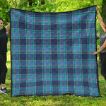 Blue And Teal Tartan Pattern Print Quilt