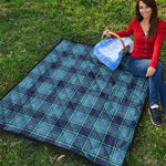 Blue And Teal Tartan Pattern Print Quilt