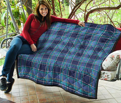 Blue And Teal Tartan Pattern Print Quilt
