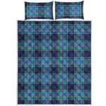 Blue And Teal Tartan Pattern Print Quilt Bed Set