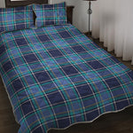 Blue And Teal Tartan Pattern Print Quilt Bed Set