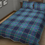 Blue And Teal Tartan Pattern Print Quilt Bed Set