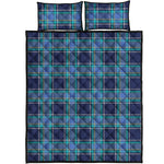 Blue And Teal Tartan Pattern Print Quilt Bed Set