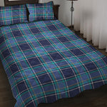 Blue And Teal Tartan Pattern Print Quilt Bed Set
