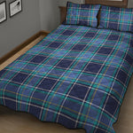 Blue And Teal Tartan Pattern Print Quilt Bed Set