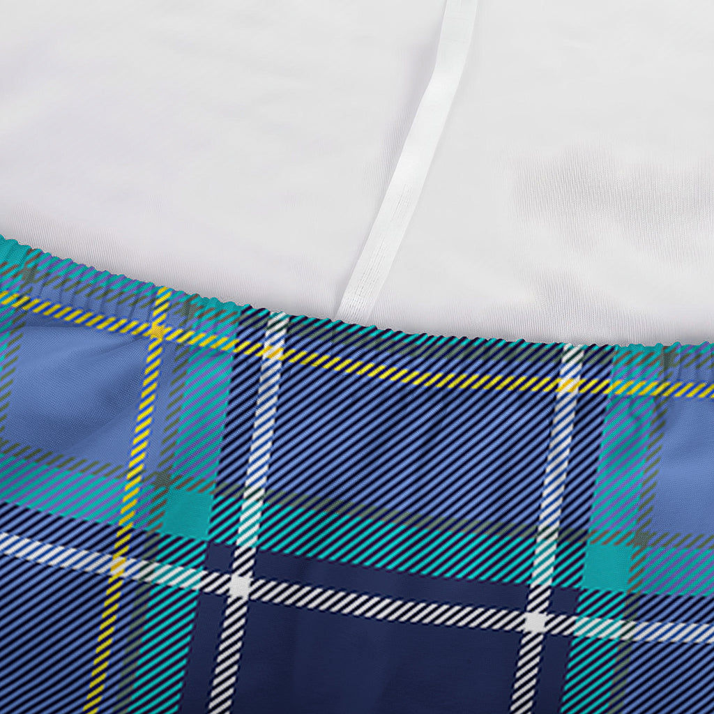 Blue And Teal Tartan Pattern Print Sofa Cover