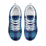 Blue And Teal Tartan Pattern Print White Sneakers