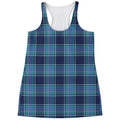 Blue And Teal Tartan Pattern Print Women's Racerback Tank Top