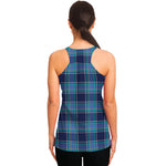 Blue And Teal Tartan Pattern Print Women's Racerback Tank Top