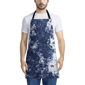 Blue And White Acid Wash Tie Dye Print Apron