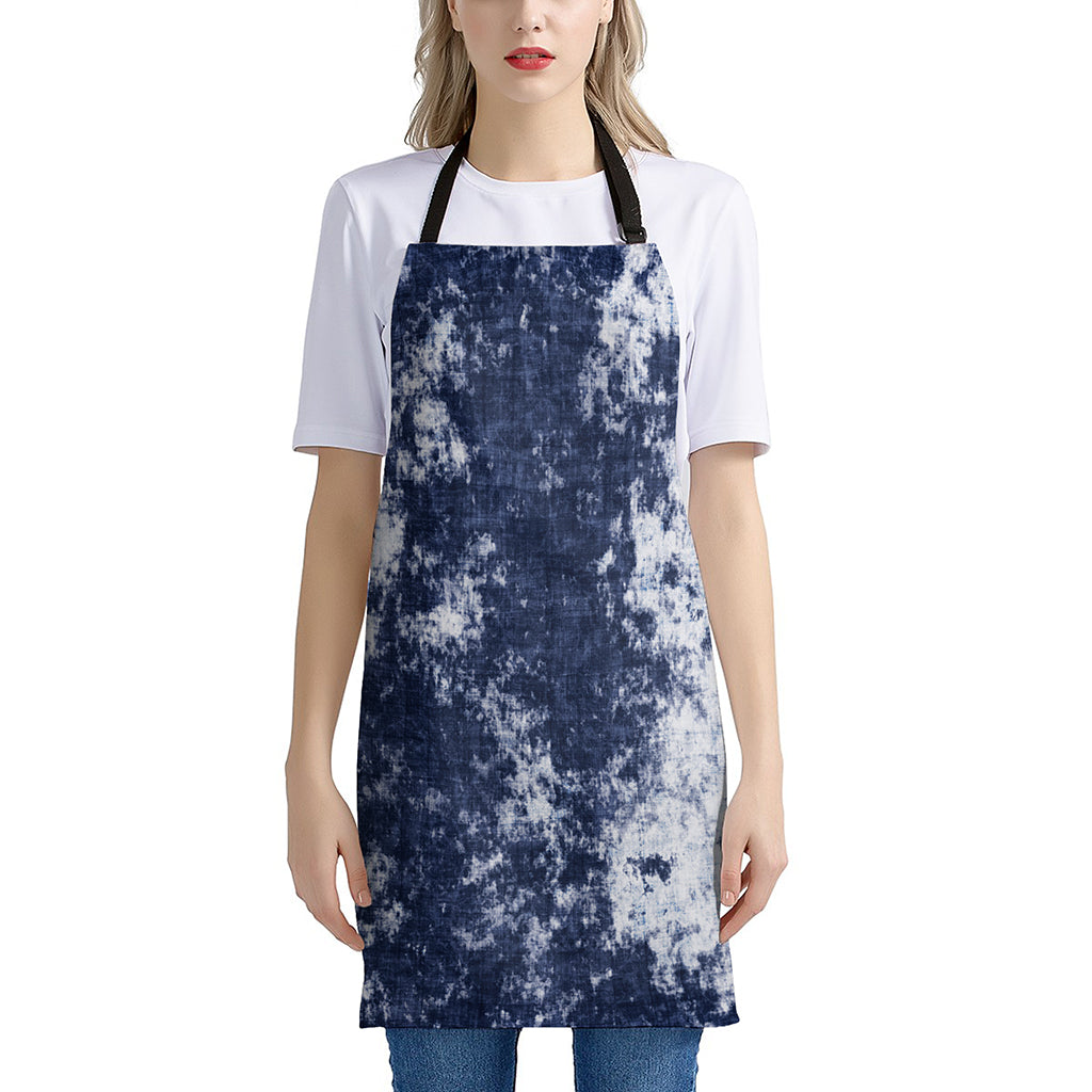 Blue And White Acid Wash Tie Dye Print Apron