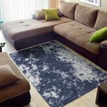 Blue And White Acid Wash Tie Dye Print Area Rug