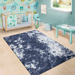 Blue And White Acid Wash Tie Dye Print Area Rug