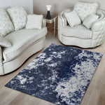 Blue And White Acid Wash Tie Dye Print Area Rug
