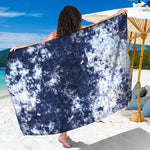 Blue And White Acid Wash Tie Dye Print Beach Sarong Wrap
