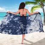 Blue And White Acid Wash Tie Dye Print Beach Sarong Wrap