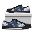 Blue And White Acid Wash Tie Dye Print Black Low Top Sneakers