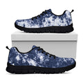 Blue And White Acid Wash Tie Dye Print Black Running Shoes