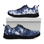 Blue And White Acid Wash Tie Dye Print Black Sneakers
