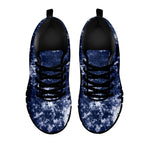 Blue And White Acid Wash Tie Dye Print Black Sneakers