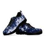 Blue And White Acid Wash Tie Dye Print Black Sneakers
