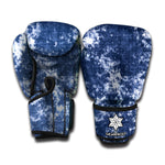 Blue And White Acid Wash Tie Dye Print Boxing Gloves