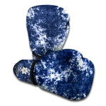Blue And White Acid Wash Tie Dye Print Boxing Gloves