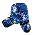 Blue And White Acid Wash Tie Dye Print Boxing Gloves