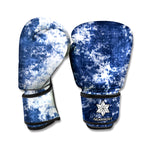 Blue And White Acid Wash Tie Dye Print Boxing Gloves