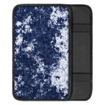 Blue And White Acid Wash Tie Dye Print Car Center Console Cover