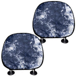 Blue And White Acid Wash Tie Dye Print Car Headrest Covers