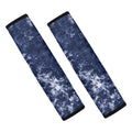 Blue And White Acid Wash Tie Dye Print Car Seat Belt Covers