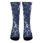 Blue And White Acid Wash Tie Dye Print Crew Socks