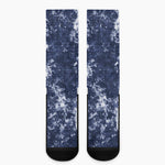 Blue And White Acid Wash Tie Dye Print Crew Socks