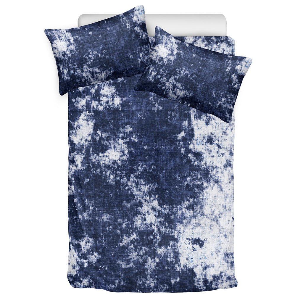 Blue And White Acid Wash Tie Dye Print Duvet Cover Bedding Set