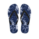 Blue And White Acid Wash Tie Dye Print Flip Flops