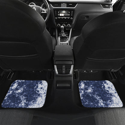 Blue And White Acid Wash Tie Dye Print Front and Back Car Floor Mats