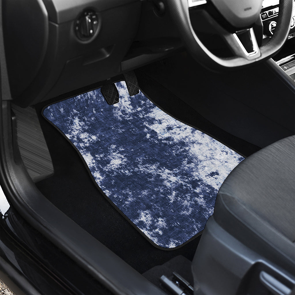 Blue And White Acid Wash Tie Dye Print Front and Back Car Floor Mats